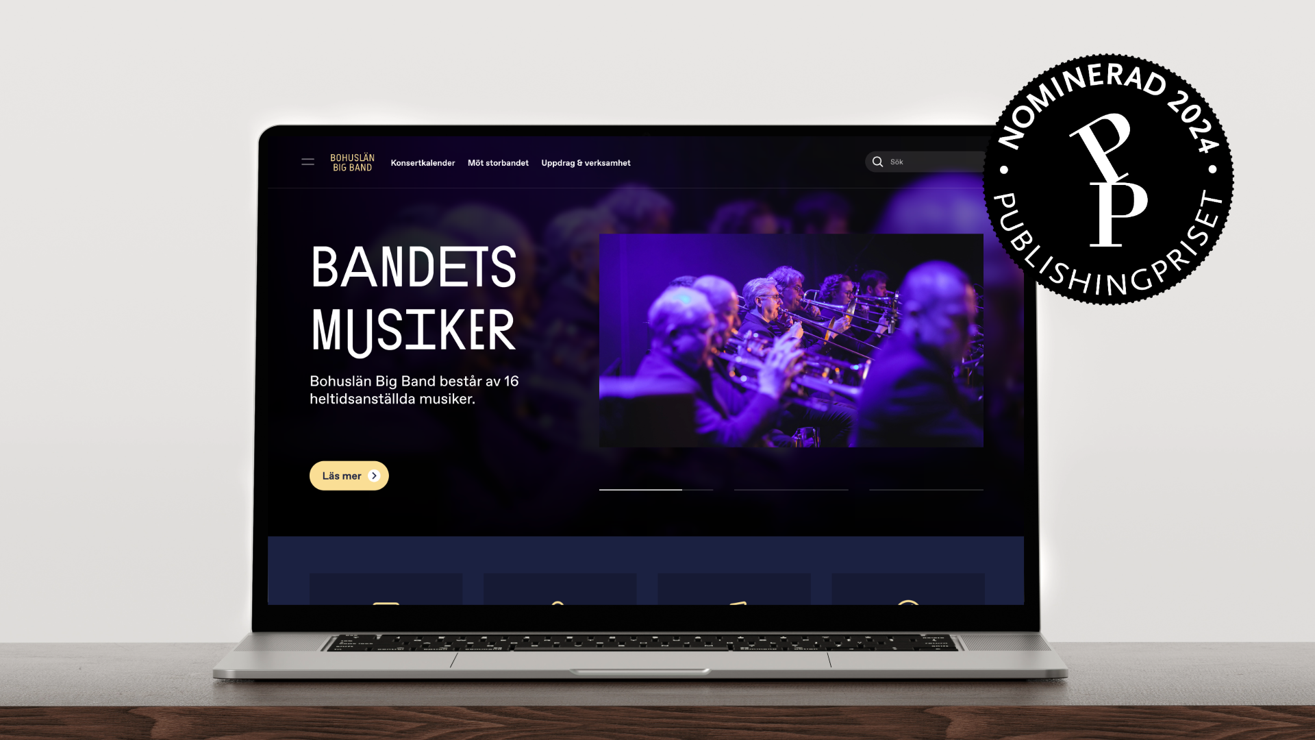 Dator som visar Bohuslän Big Bands webbplats.